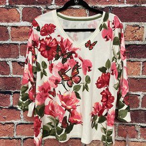 Coastal Grandma Allison Daley Shirt Women 1X Plus Size White OLV Me Watermelon